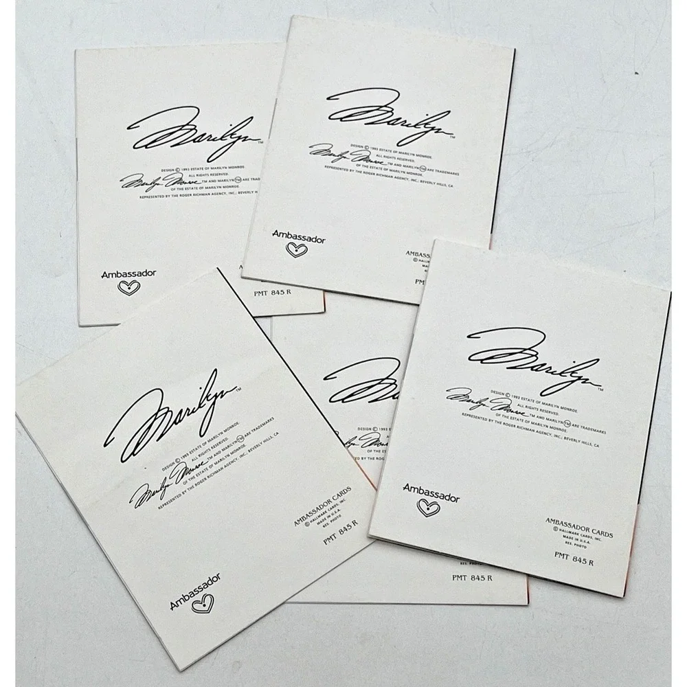 Lot Of 5 Vtg 1993 Marilyn Monroe Greeting Invitation Cards Hallmark Ambassador
